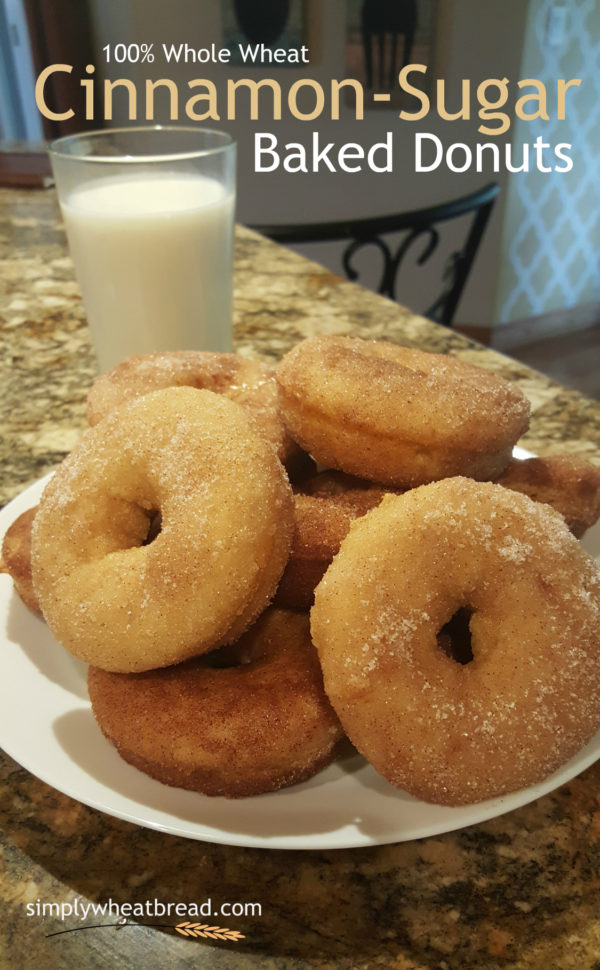 100% whole wheat baked donuts with cinnamon-sugar topping